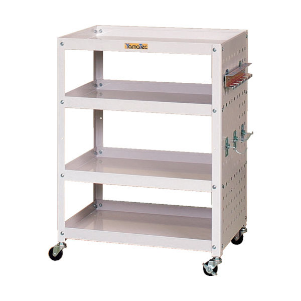 山金工業 ヤマテック コンビニワゴン 片面パネル・フック付き4段タイプW600×D400×H810mm パールピンク WCP-4-P 1台（直送品）