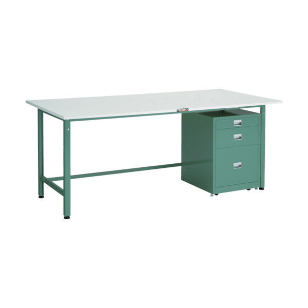 TRUSCO 軽荷重作業台(300kg)AE型 1800X750XH740 3段キャビネット付 グリーン色 AE-1800UDC111 1台（直送品）