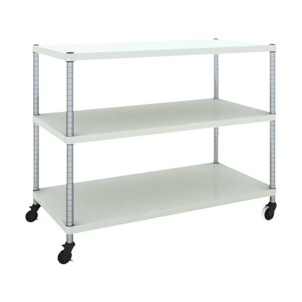 TRUSCO フェニックスラック 1200X600 3段 U車輪付 W色 抗菌粉体塗装 PER-3463-U125-W 1台(1個)（直送品）