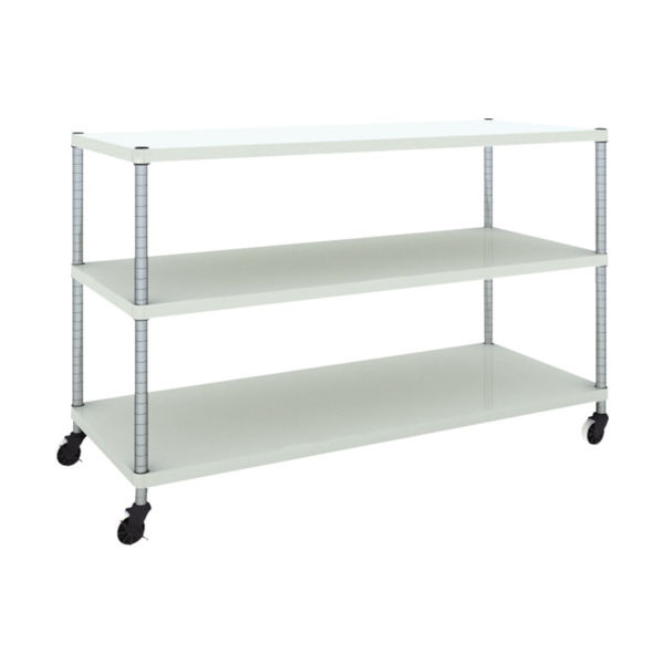TRUSCO フェニックスラック 1500X600 3段 U車輪付 W色 抗菌粉体塗装 PER-3563-U125-W 1台(1個)（直送品）