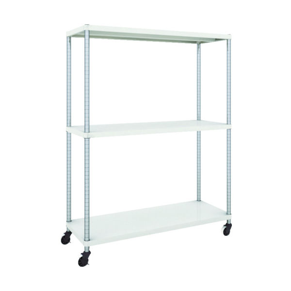 TRUSCO フェニックスラック 1200X450 3段 U車輪付 W色 抗菌粉体塗装 PER-5443-U125-W 1台(1個)（直送品）