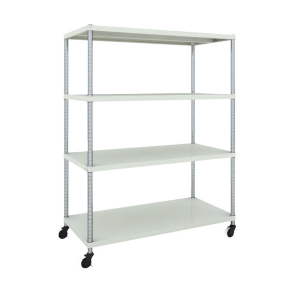 TRUSCO フェニックスラック 1200X600 4段 U車輪付 W色 抗菌粉体塗装 PER-5464-U125-W 1台(1個)（直送品）