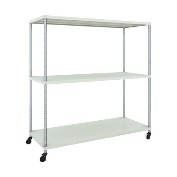 TRUSCO フェニックスラック 1500X600 3段 U車輪付 W色 抗菌粉体塗装 PER-5563-U125-W 1台(1個)（直送品）