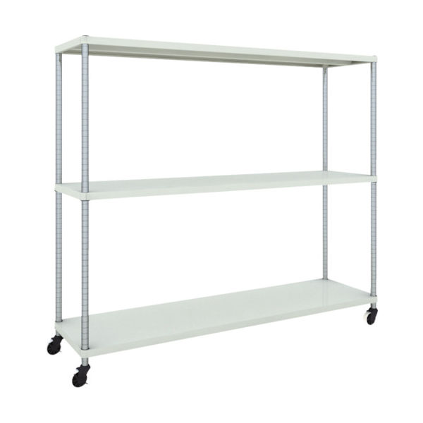 TRUSCO フェニックスラック 1800X450 3段 U車輪付 W色 抗菌粉体塗装 PER-5643-U125-W 1台(1個)（直送品）
