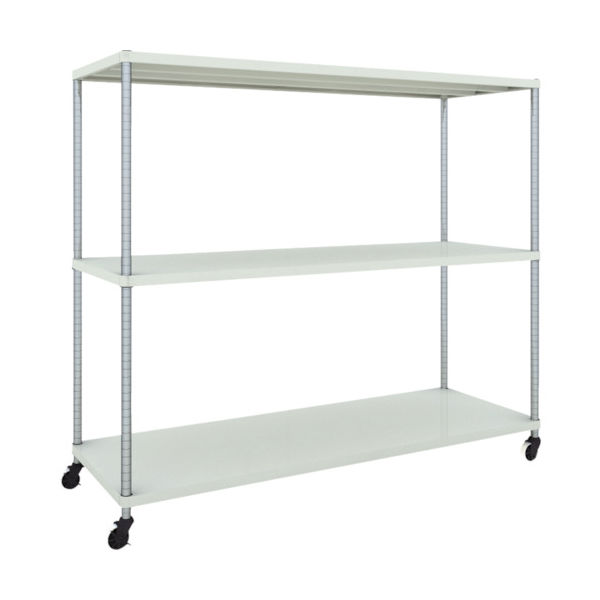 TRUSCO フェニックスラック 1800X600 3段 U車輪付 W色 抗菌粉体塗装 PER-5663-U125-W 1台(1個)（直送品）