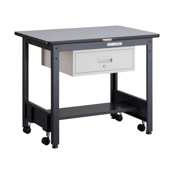 TRUSCO 中荷重作業台(500kg)CFW型 900X600XH740 1段引出付 ダークグレー色 CFWP-0960F1 1台（直送品）