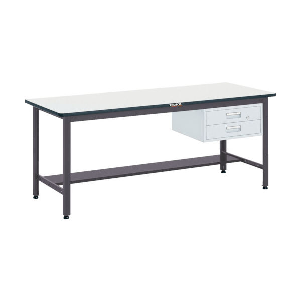 TRUSCO 中荷重作業台(500kg)AEW型 1800X900XH740 2段引出付 ダークグレー色 AEWP-1890F2 1台（直送品）