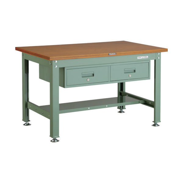 TRUSCO 中荷重作業台(1200kg)HW型 1200X750XH740 2列引出付 グリーン色 緑 HW-1200FL2 GN 1台（直送品）