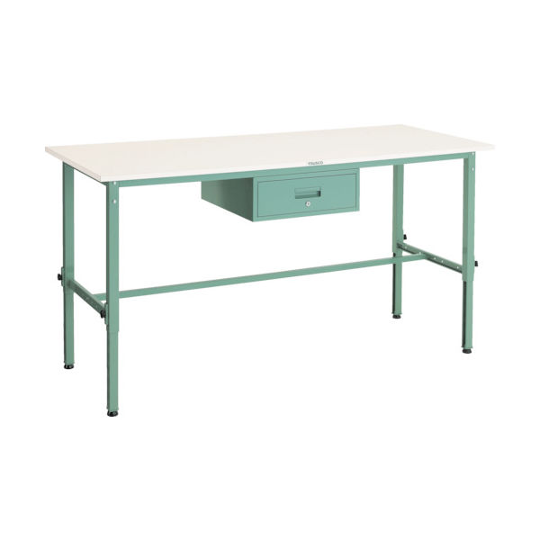 TRUSCO 軽荷重作業台高さ調節式(150kg)AEM型 1800X900XH650~950 1段引出付 グリーン色 AEM-1809F1（直送品）