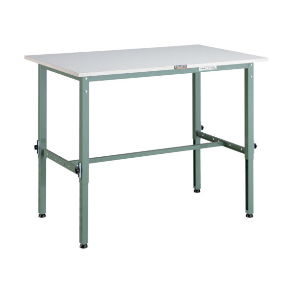 TRUSCO 軽荷重作業台高さ調節式(150kg)AEM型 900X600XH650~950 基本タイプ グリーン色 AEM-0960 1台（直送品）