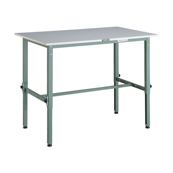 TRUSCO 軽荷重作業台高さ調節式(150kg)AEM型 1200X600XH650~950 基本タイプ グリーン色 RAEM-1260（直送品）