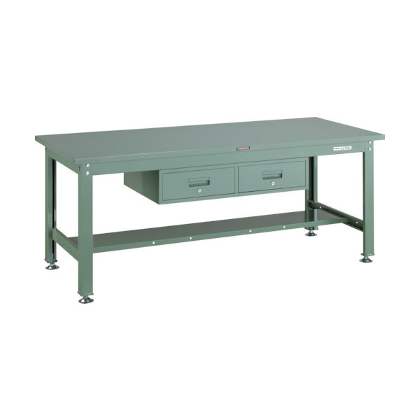 TRUSCO 中荷重作業台(1200kg)HW型 1800X750XH740 2列引出付 グリーン色 緑 SHW-1800FL2 GN 1台（直送品）