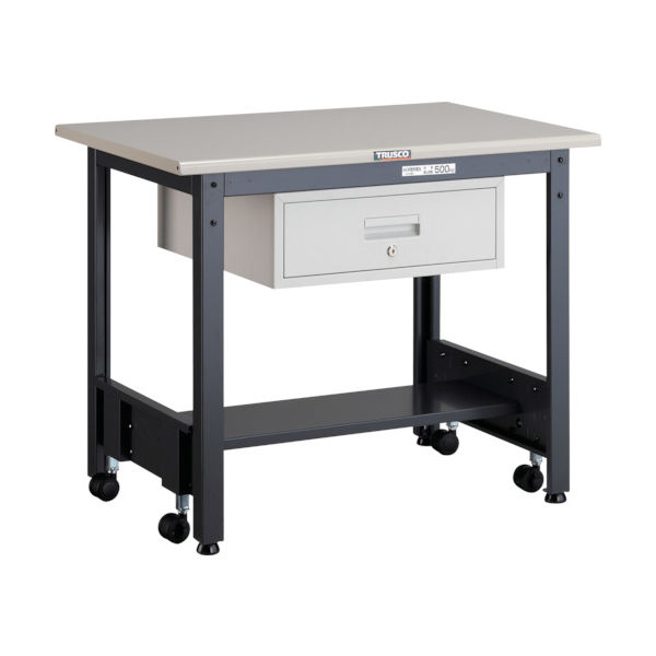 TRUSCO 中荷重作業台(500kg)CFW型 900X600XH740 1段引出付 ダークグレー色 CFWS-0960F1 1台（直送品）