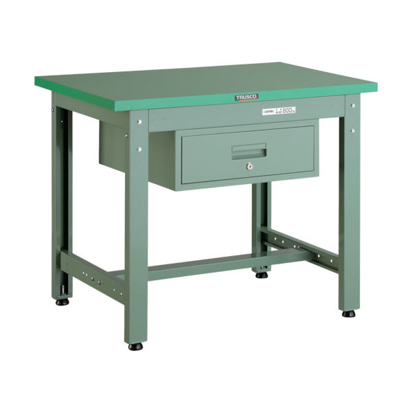 トラスコ中山 TRUSCO 中荷重作業台(800kg)GW型 900X600XH740 1段引出付 グリーン色 GWP-0960F1 1台（直送品）