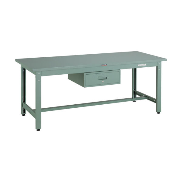トラスコ中山 TRUSCO 中荷重作業台(800kg)GW型 1800X750XH740 1段引出付 グリーン色 GWS-1875F1 1台（直送品）