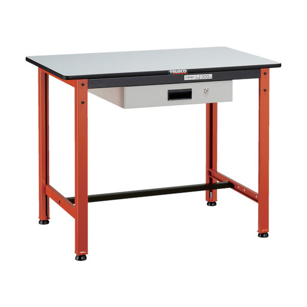 TRUSCO 軽荷重作業台(300kg)TFAEL型 900X600XH740 薄型1段引出付 オレンジ色 TFAEL-0960UDK1（直送品）