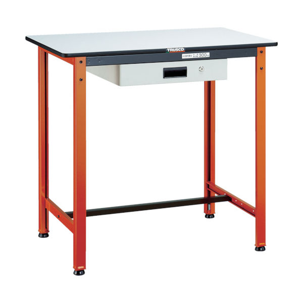 TRUSCO 軽荷重立作業台(300kg)TFAE型 900X600XH900 薄型1段引出付 オレンジ色 TFAE-0960UDK1 1台（直送品）