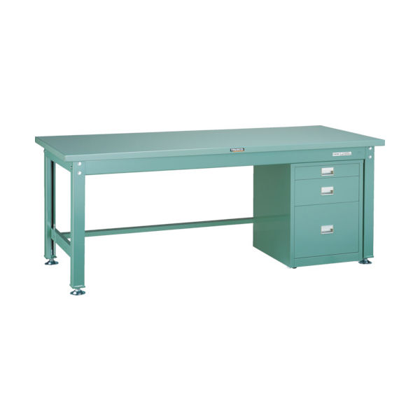 TRUSCO 中荷重作業台(2000kg)DW型 1200X750XH740 3段ワゴン付 グリーン色 SDW-1200UDC111 1台（直送品）