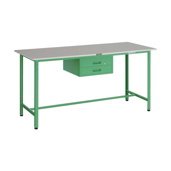 TRUSCO 軽荷重立作業台(300kg)HAE型 1800X750XH900 2段引出付 ヤンググリーン色 HRAE-1800F2 YG（直送品）