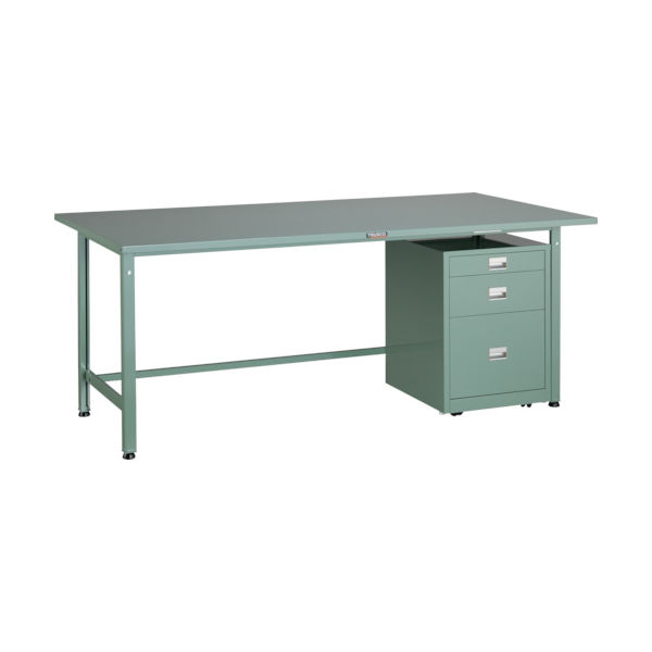 TRUSCO 軽荷重作業台(300kg)AE型 1800X900XH740 3段キャビネット付 グリーン色 SAE-1809UDC111（直送品）