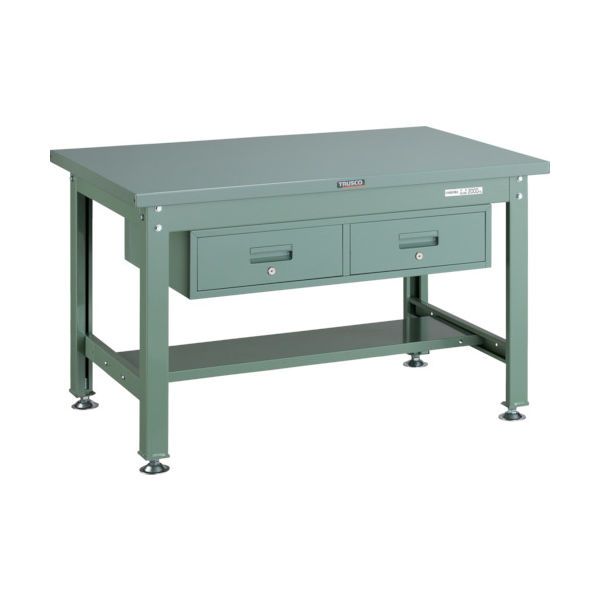 TRUSCO 中荷重作業台(2000kg)DW型 1200X750XH740 2列引出付 グリーン色 SDW-1200FL2 1台（直送品）
