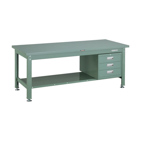 TRUSCO 中荷重作業台(2000kg)DW型 1800X750XH740 3段引出付 グリーン色 SDW-1800D3 1台（直送品）
