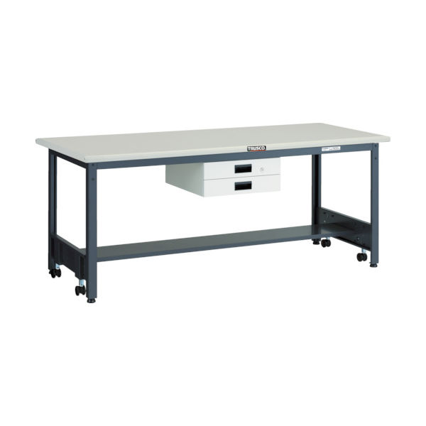TRUSCO 中荷重作業台(500kg)CFW型 1800X750XH740 薄型2段引出付 ダークグレー色 CFWS-1875UDK2（直送品）
