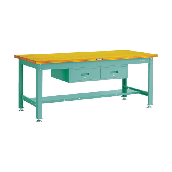 TRUSCO 中荷重作業台(2000kg)DW型 1800X750XH740 2列引出付 グリーン色 DW-1800FL2 1台（直送品）