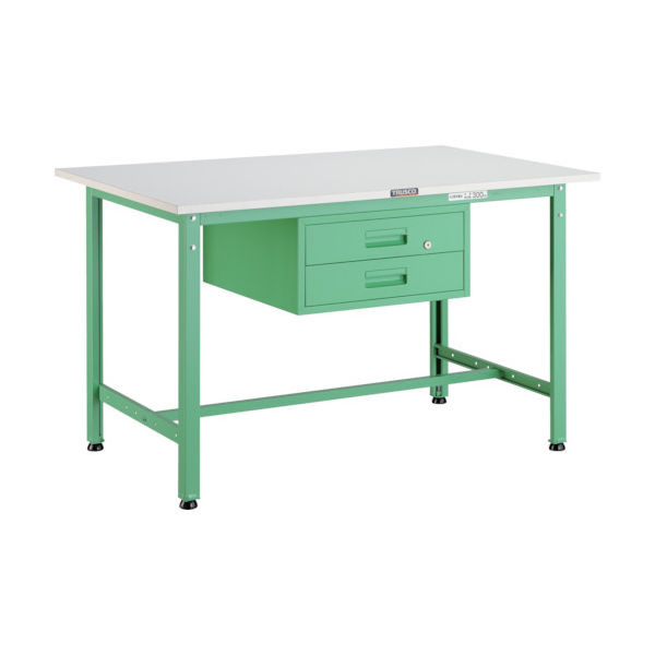 TRUSCO 軽荷重作業台(300kg)AE型 900X600XH740 2段引出付 ヤンググリーン色 AE-0960F2 YG 1台（直送品）