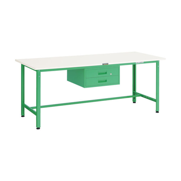 TRUSCO 軽荷重作業台(300kg)AE型 1800X750XH740 2段引出付 ヤンググリーン色 AE-1800F2 YG 1台（直送品）
