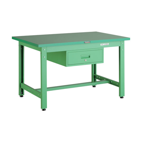 TRUSCO 中荷重作業台(800kg)GW型 900X600XH740 1段引出付 ヤンググリーン色 GWP-0960F1 YG 1台（直送品）