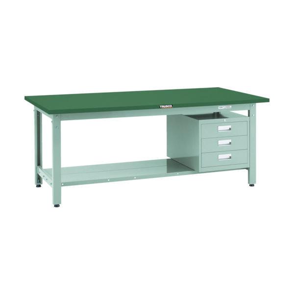 トラスコ中山 TRUSCO 中荷重作業台(800kg)GW型 1800X750XH740 3段引出付 グリーン色 GWP-1875D3 1台（直送品）