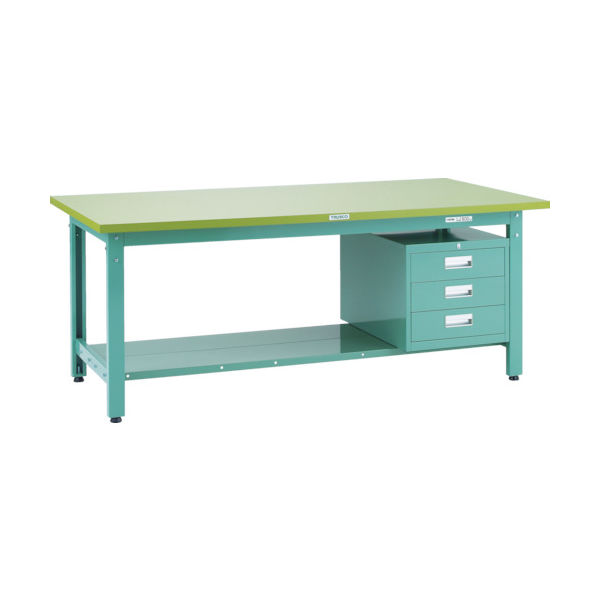 トラスコ中山 TRUSCO 中荷重作業台(800kg)GW型 1800X900XH740 3段引出付 グリーン色 GWP-1890D3 1台（直送品）
