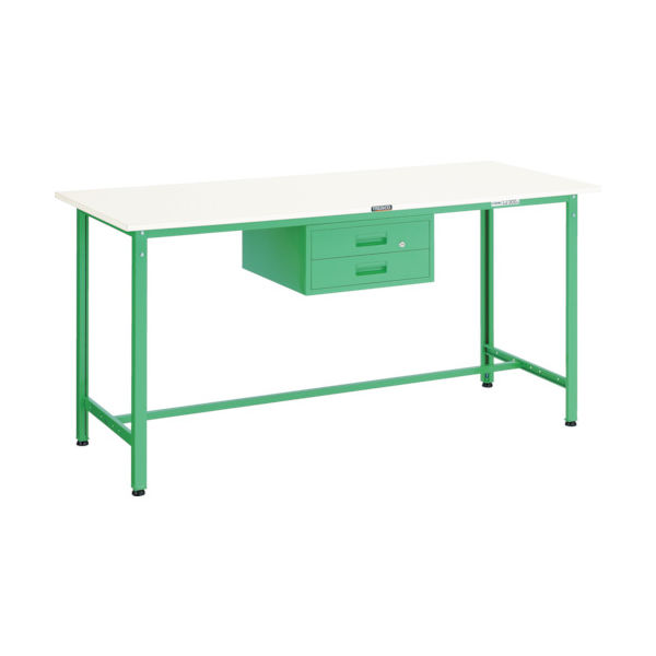 TRUSCO 軽荷重立作業台(300kg)HAE型 1800X750XH900 2段引出付 ヤンググリーン色 HAE-1800F2 YG（直送品）