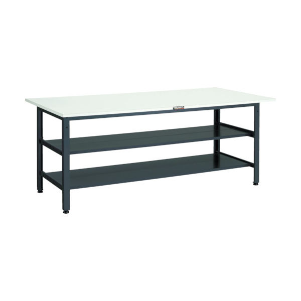 TRUSCO 軽荷重作業台(400kg)LEW型 1800X750XH740 全面棚2段付 ダークグレー色 LEWR-1800LTW 1台（直送品）