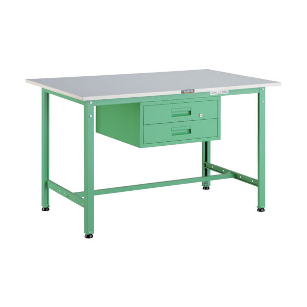 TRUSCO 軽荷重作業台(300kg)AE型 900X600XH740 2段引出付 ヤンググリーン色 RAE-0960F2 YG 1台（直送品）