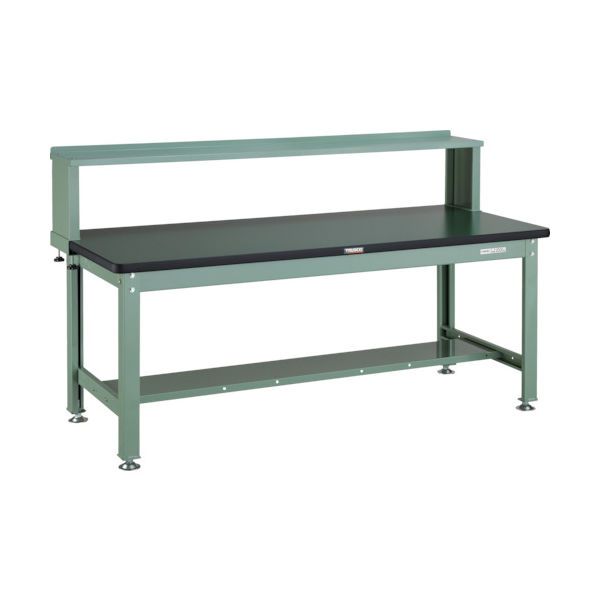 TRUSCO 中荷重作業台(2000kg)DW型 1800X750XH1044(全高) 上棚付 グリーン色 RDW-1800YURB 1台（直送品）