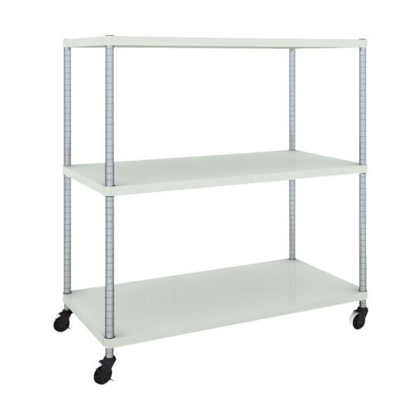 TRUSCO フェニックスラック 1200X600 3段 U車輪付 W色 抗菌粉体塗装 PER-4463-U125-W 1台(1個)（直送品）