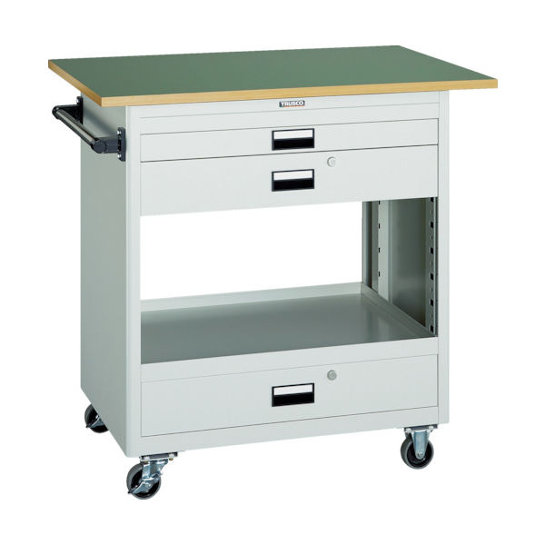 TRUSCO スチール製ワゴン(溶接一体構造) ツールワゴン 750×500×H880 浅2深1引出 天板付 ホワイト NTS-712T-W（直送品）