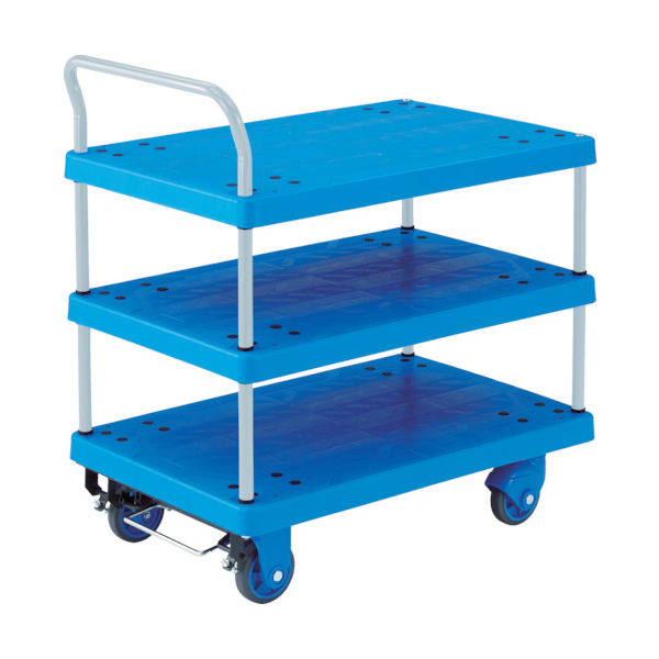 トラスコ中山 TRUSCO 樹脂台車 グランカート サイレント 3段片袖 718X468 ストッパー付 TP-X705S 1台（直送品）