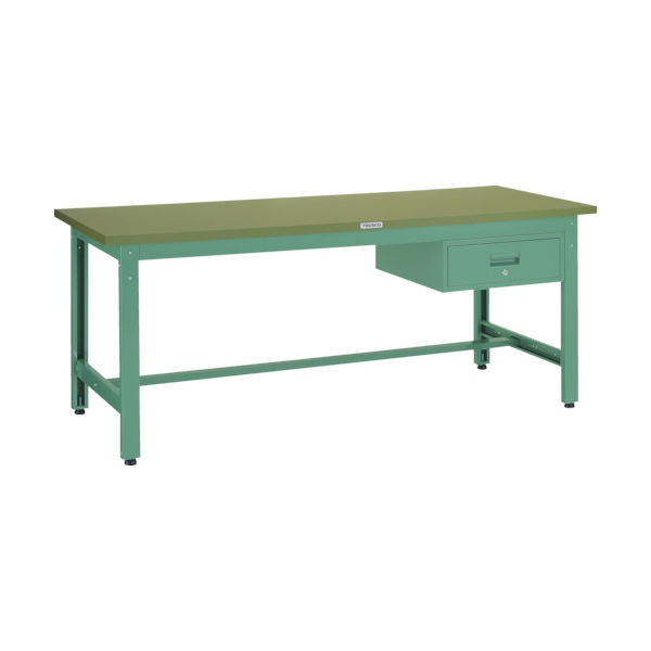 トラスコ中山 TRUSCO 中荷重作業台(800kg)GW型 1800X900XH740 1段引出付 グリーン色 GWP-1890F1 1台（直送品）