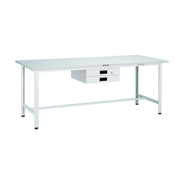 TRUSCO 軽荷重作業台(300kg)AE型 1800X750XH740 薄型2段引出付 ホワイト色 RAE-1800UDK2W 1台（直送品）