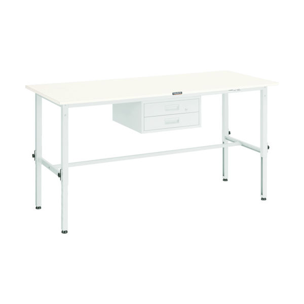 TRUSCO 軽荷重作業台高さ調節式(150kg)AEM型 1800X750XH650~950 2段引出付 グリーン色 AEM-1800F2（直送品）