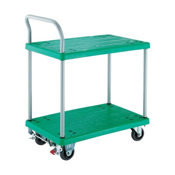 トラスコ中山 TRUSCO 樹脂台車 グランカート 2段片袖 718X468 ストッパー付 TP-704S 1台 855-5529（直送品）