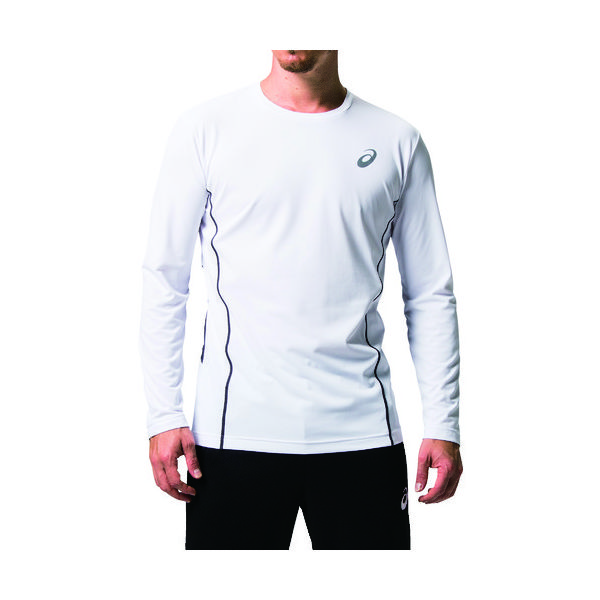 アシックス ウィンジョブロングスリーブクールトップ ブリリアントホワイト×ダークグレー S 2271A008.100-S 1着 148-7872（直送品）