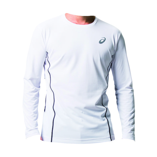 アシックス ウィンジョブロングスリーブクールトップ ブリリアントホワイト×ダークグレー M 2271A008.100-M 1着（直送品）