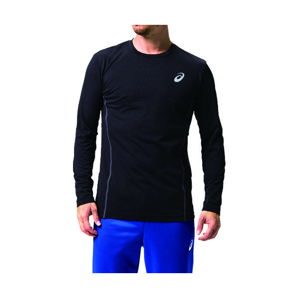 アシックス ウィンジョブロングスリーブクールトップ パフォーマンスブラック×ダークグレー S 2271A008.001-S 1着 148-7878（直送品）