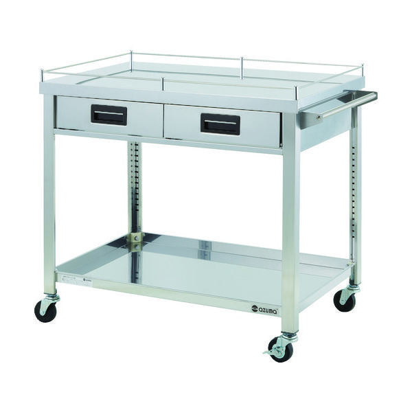 東製作所 アズマ 4方コボレ止め・引出付ワゴン 2段 4GWGO2-900H 1台 828-3330（直送品）