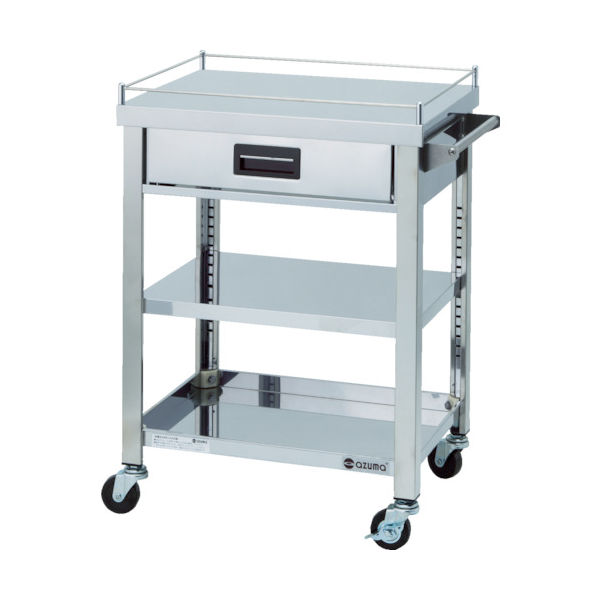 東製作所 アズマ 4方コボレ止め・引出付ワゴン 3段 4GWGO3-750K 1台 828-3332（直送品）