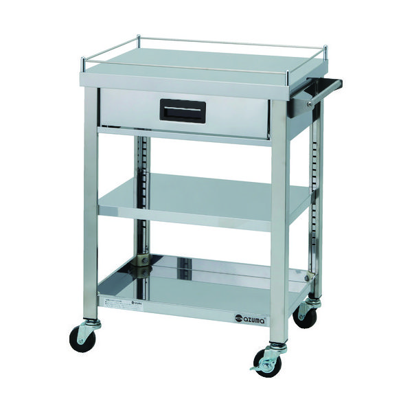 東製作所 アズマ 4方コボレ止め・引出付ワゴン 3段 4GWGO3-600K 1台 828-3331（直送品）